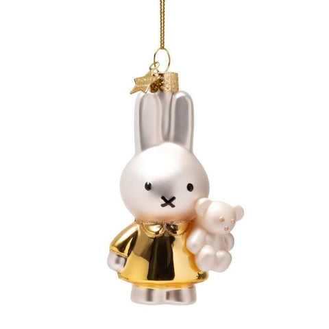 Ornament Glass Nijntje / Miffy “Baby Gold with Bear” – 11 cm (Gift Box Included)