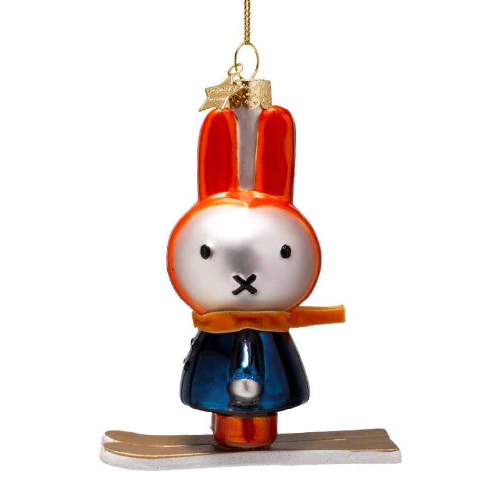 Ornament Glass Nijntje/Miffy On Skis – 11 cm with Box