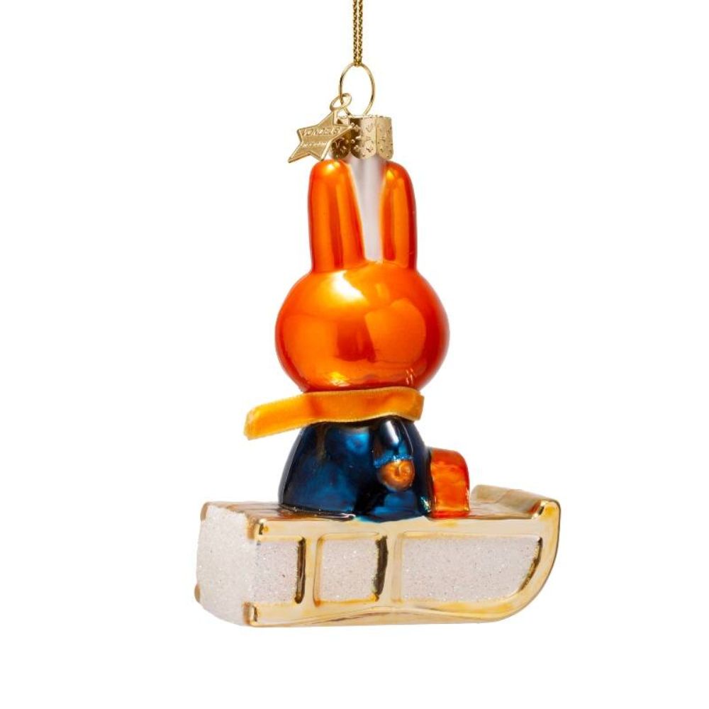 Ornament Glass Nijntje / Miffy On Sleigh – 11 cm with Gift Box
