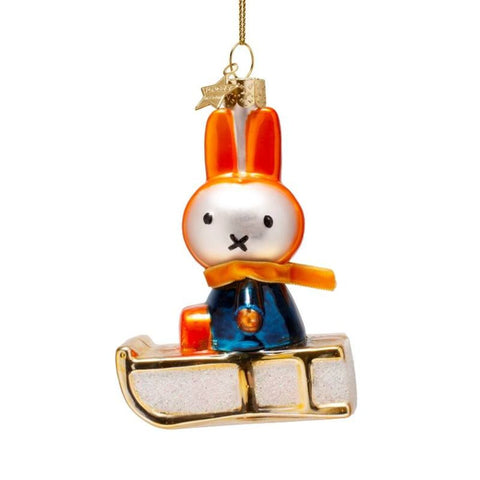 Ornament Glass Nijntje / Miffy On Sleigh – 11 cm with Gift Box