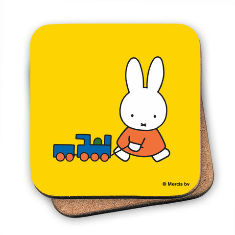 Miffy Pulling a Toy Train Cork Coaster