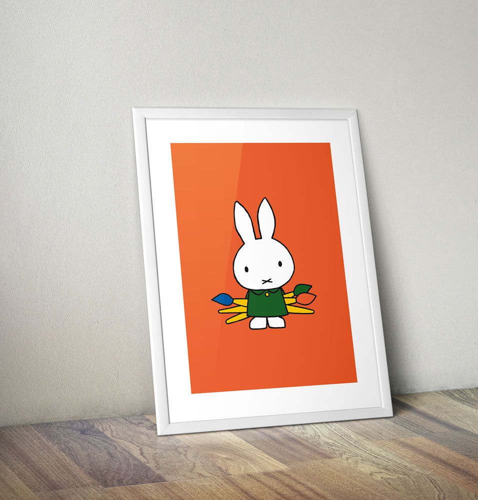 Miffy Holding Paintbrushes Framed Mini Poster Framed Mini Poster