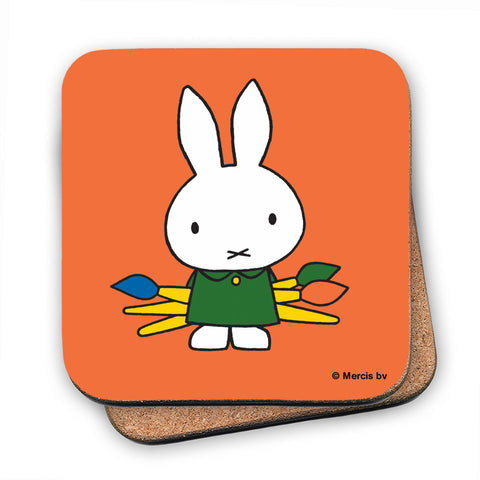 Miffy Holding Paintbrushes Cork Coaster