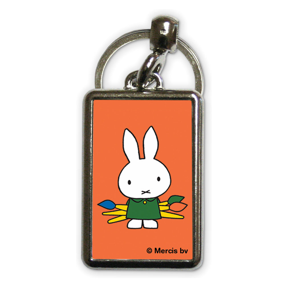 Miffy Holding Paintbrushes Metal Keyring