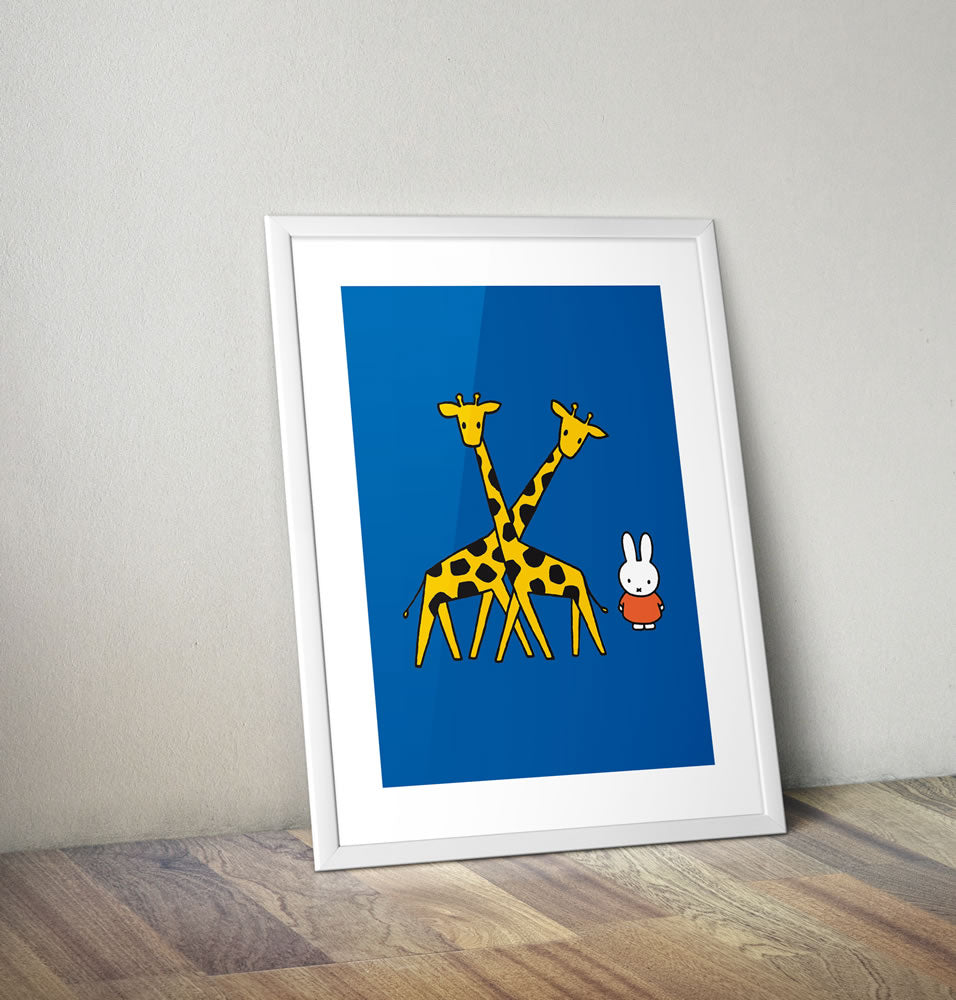 Miffy with Two Giraffes Framed Mini Poster Framed Mini Poster