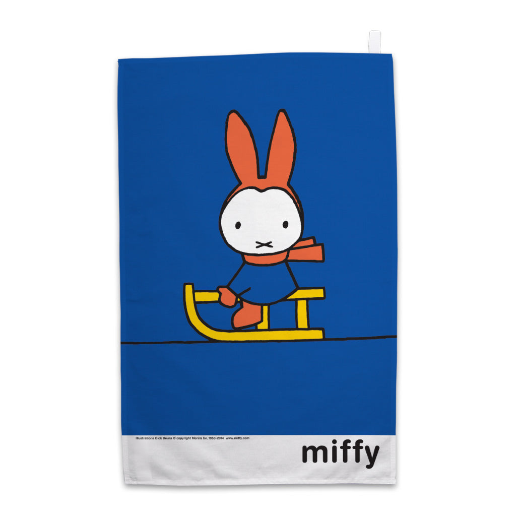 Miffy Playing on a Sleigh Tea Towel