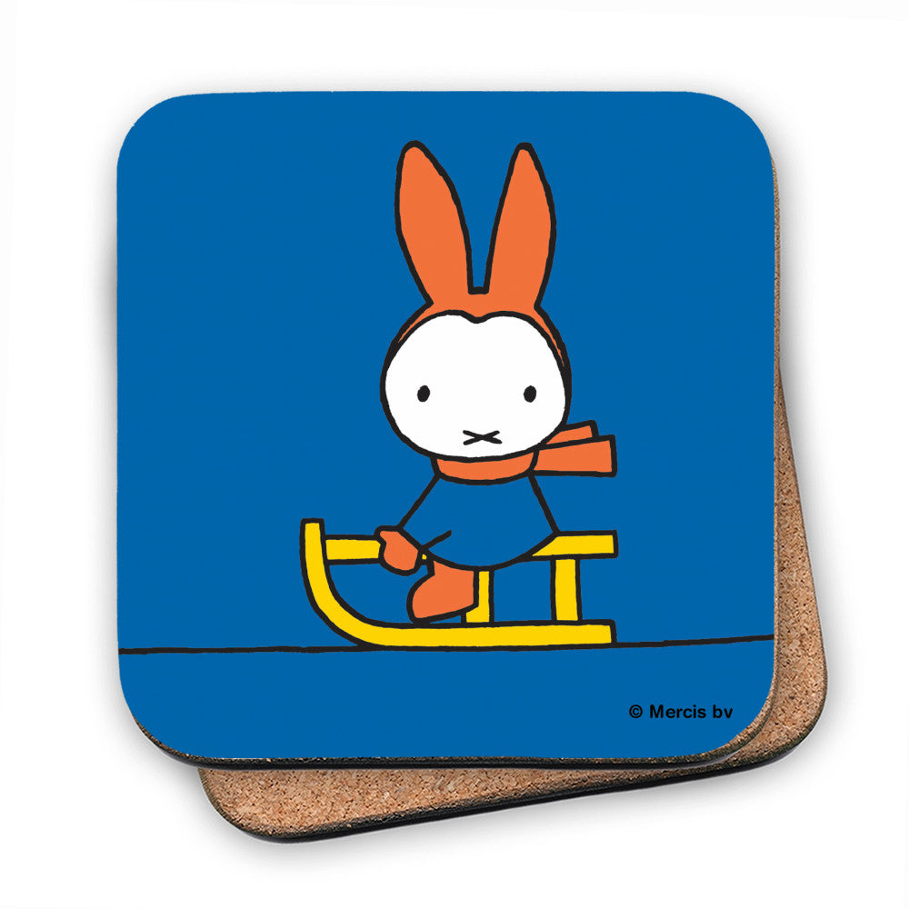 Miffy Playing on a Sleigh Cork Coaster