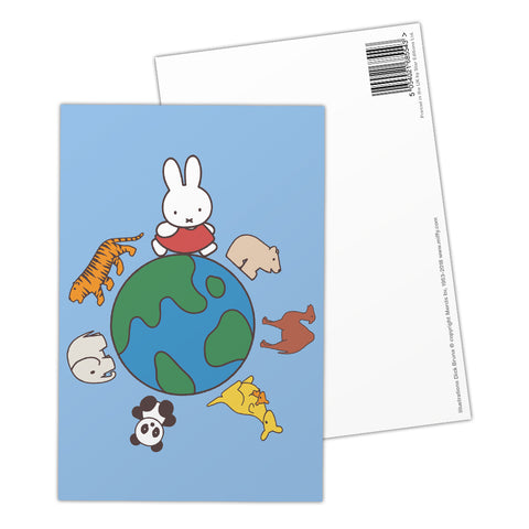 Miffy Animals Globe Postcard