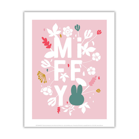 miffy floral expression pink mini poster