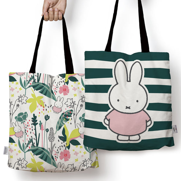 miffy floral expression stripes edge to edge tote bag - Perfect