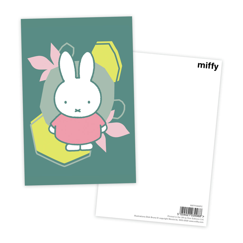 miffy floral expression pink dress postcard