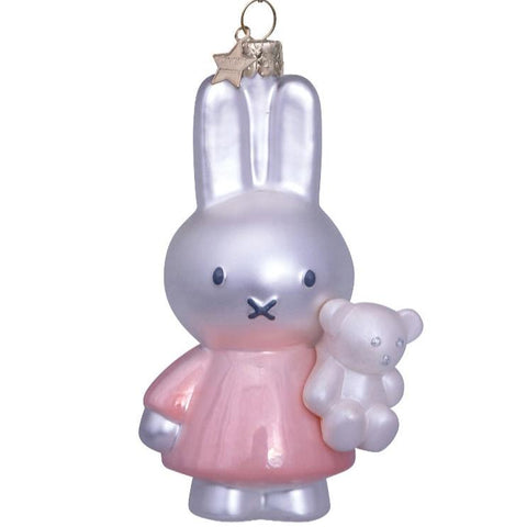 Miffy Christmas Tree Ornament - Pink Dress with Teddy Bear