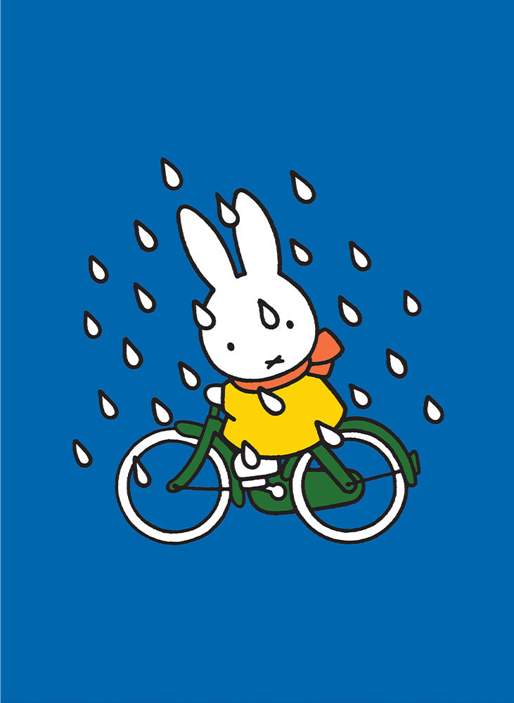 Miffy on Her Bike in the Rain Mini Poster