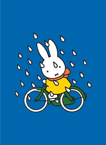 Miffy on Her Bike in the Rain Mini Poster
