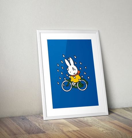 Miffy on Her Bike in the Rain Framed Mini Poster Framed Mini Poster