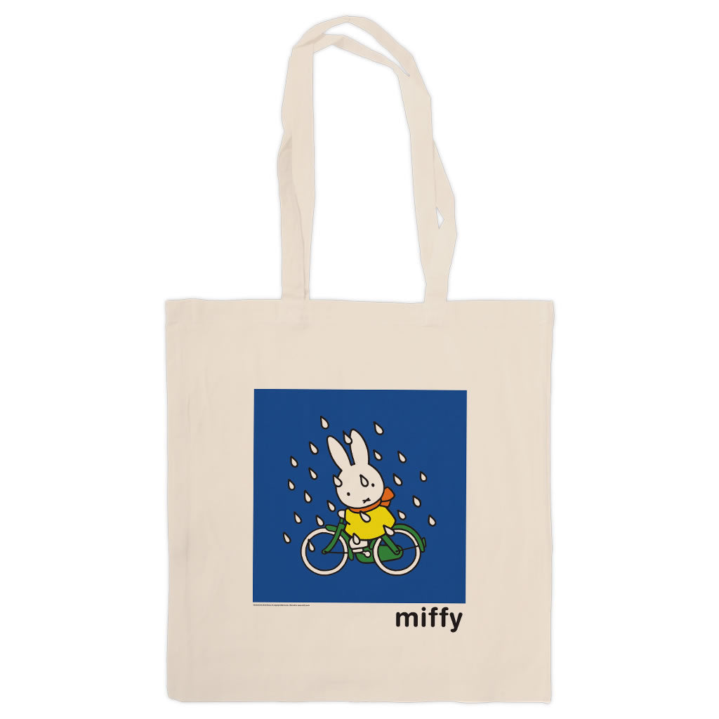 Miffy on Her Bike in the Rain Tote Bag