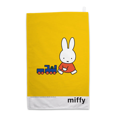 Miffy Pulling a Toy Train Tea Towel