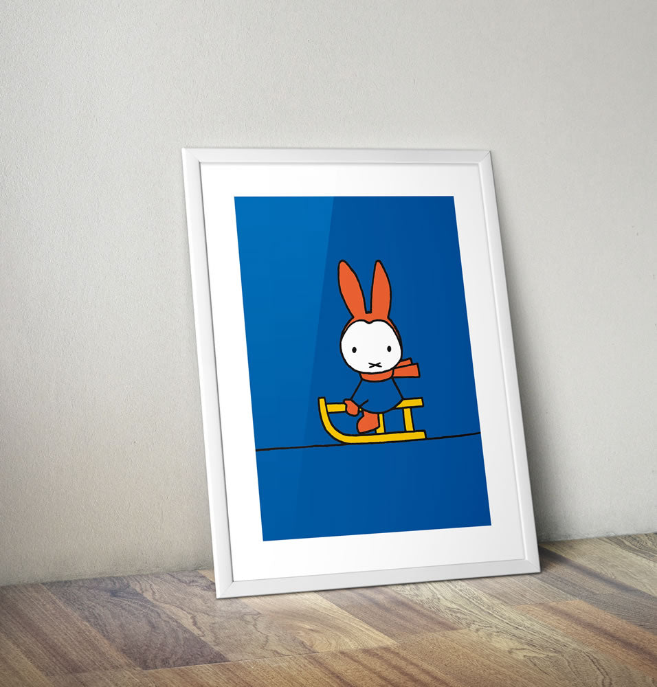 Miffy Playing on a Sleigh Framed Mini Poster Framed Mini Poster