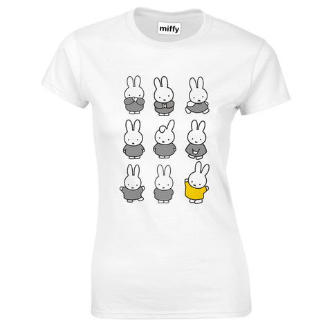 Miffy Ladies Yellow Dress Print White T-Shirt