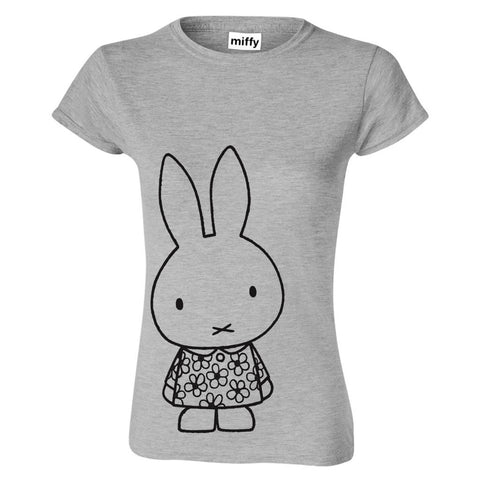 ladies miffy grey and black outline T-Shirt