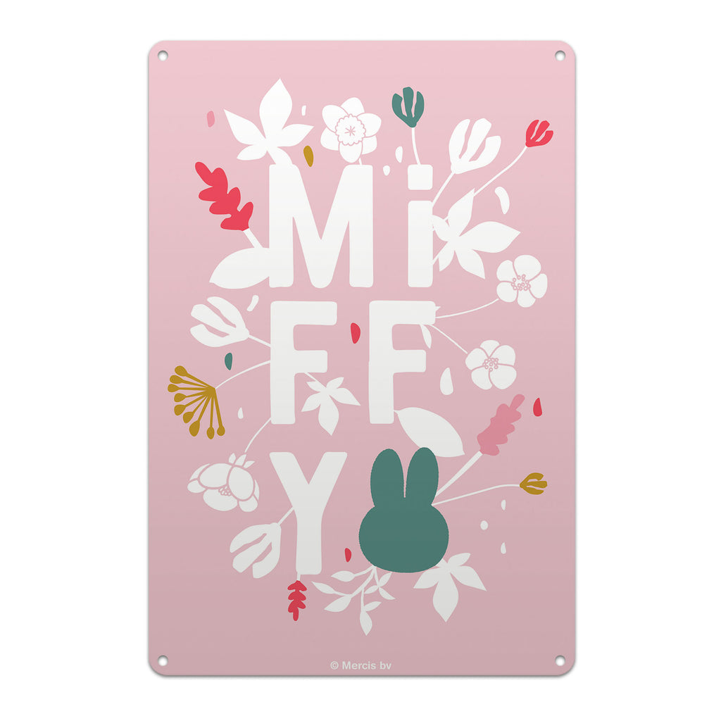 miffy floral expression pink metal sign