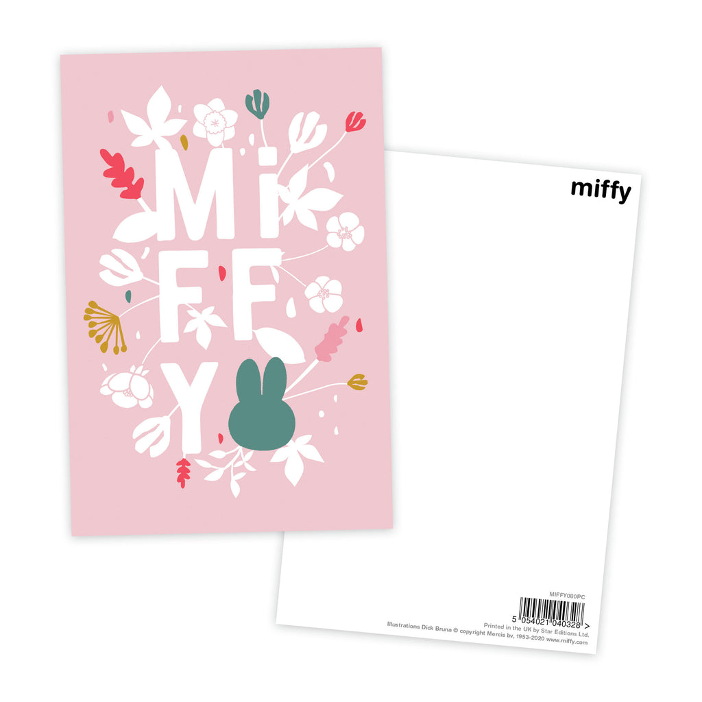miffy floral expression pink postcard