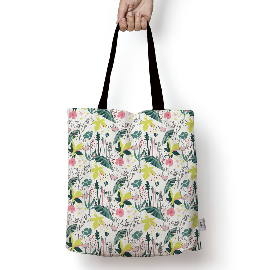 miffy floral expression pattern edge to edge tote bag