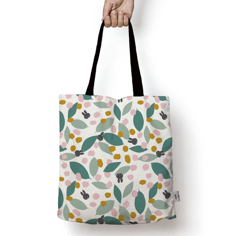 miffy floral expression teal edge to edge tote bag