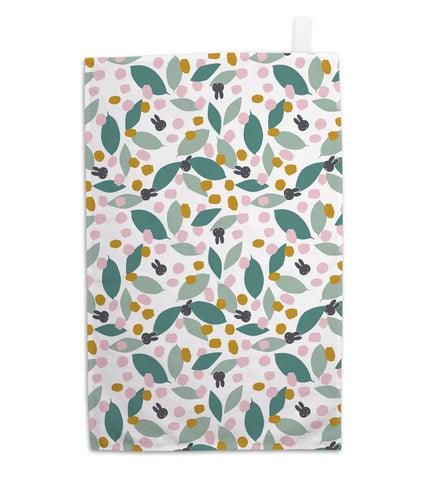 miffy floral expression teal tea towel