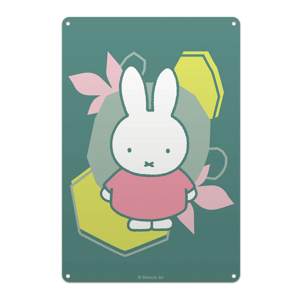miffy floral expression pink dress metal sign