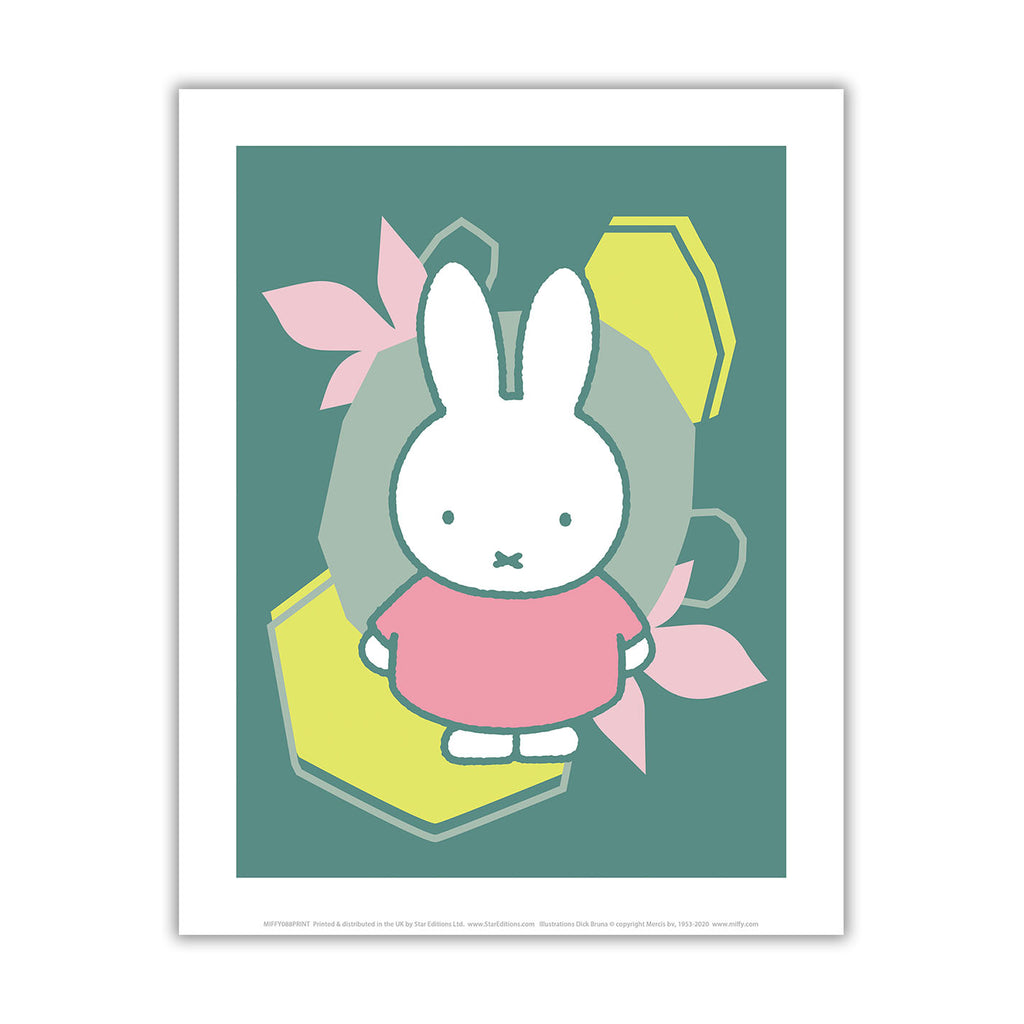 miffy floral expression pink dress mini poster