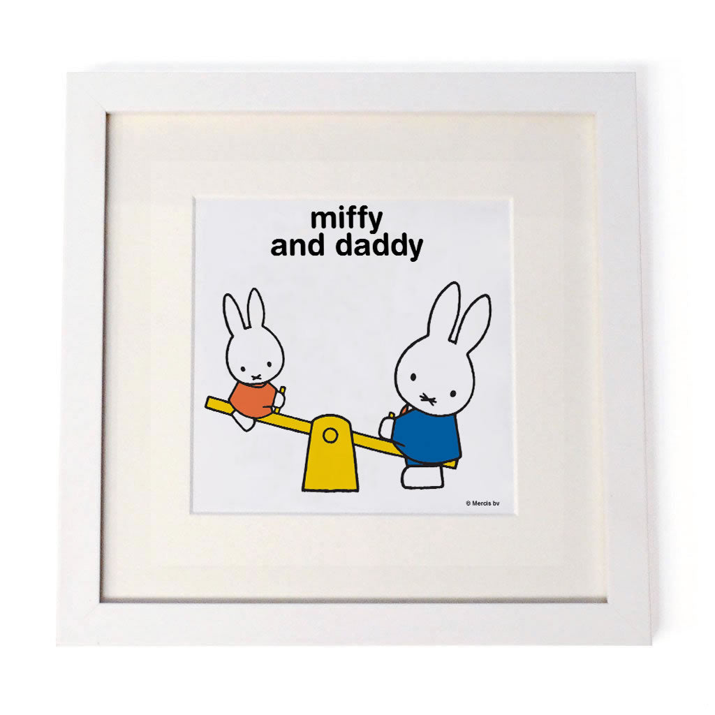 miffy and daddy Personalised White Framed Square Print