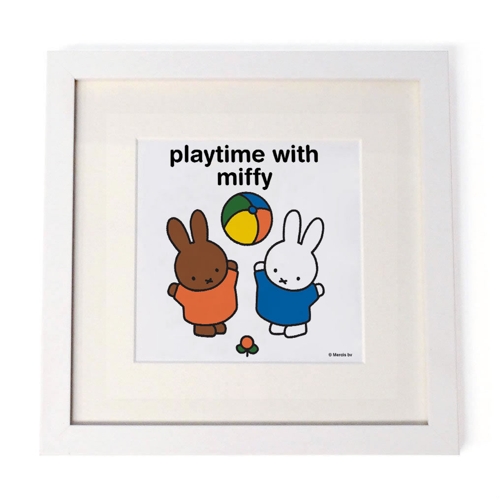playtime with miffy Personalised White Framed Square Print