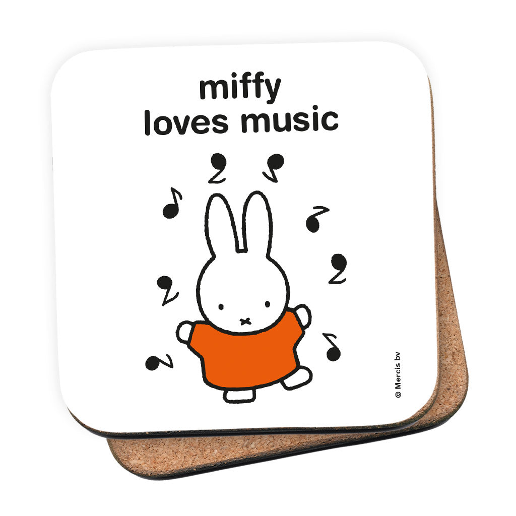 miffy loves music Personalised Coaster