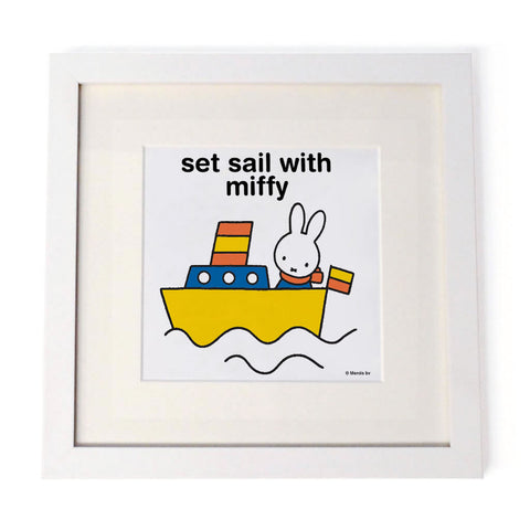 set sail with miffy Personalised White Framed Square Print