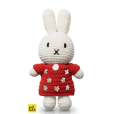 Miffy Handmade Crochet and her handmade red floral dress